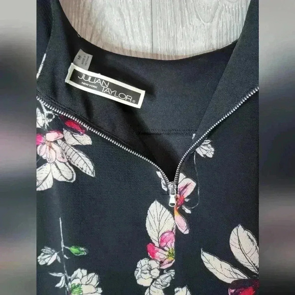 Julian Taylor dress black with floral pattern size 16 - Picture 4 of 6